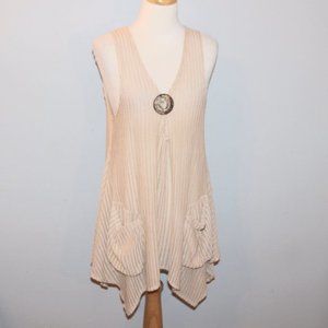 Paradise M/L Sheer Sleeveless Shirt Top Swimsuit Cover EUC